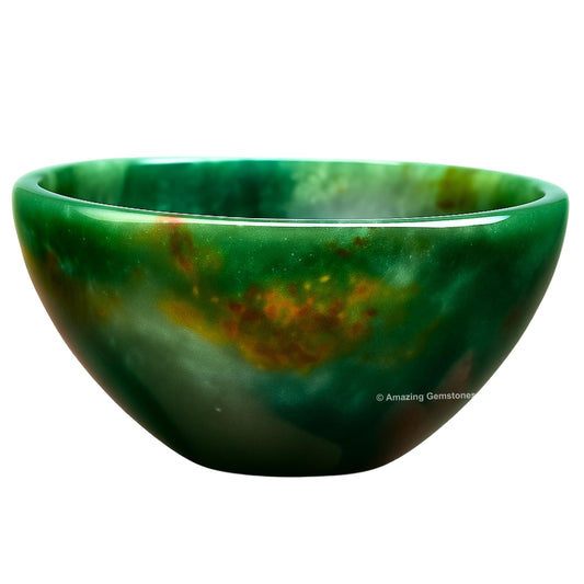 Bloodstone Crystal Bowl - 2 Inch Decorative Bowls for Room and Home Decor - Gemstone Healing Crystals for Elegant Display, Positive Energy Balance and Gift
