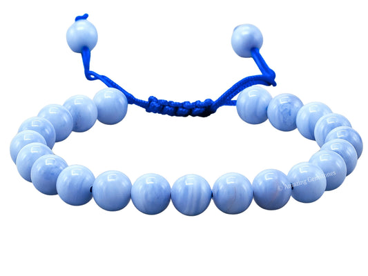 Amazing Gemstone Blue Lace Agate Bracelet for Women Men's Gifts - Protection Healing Crystal Bracelet - 8mm Gemstone Beaded Adjustable Bracelet Pulseras Para Hombres Mujer Stocking Stuffers