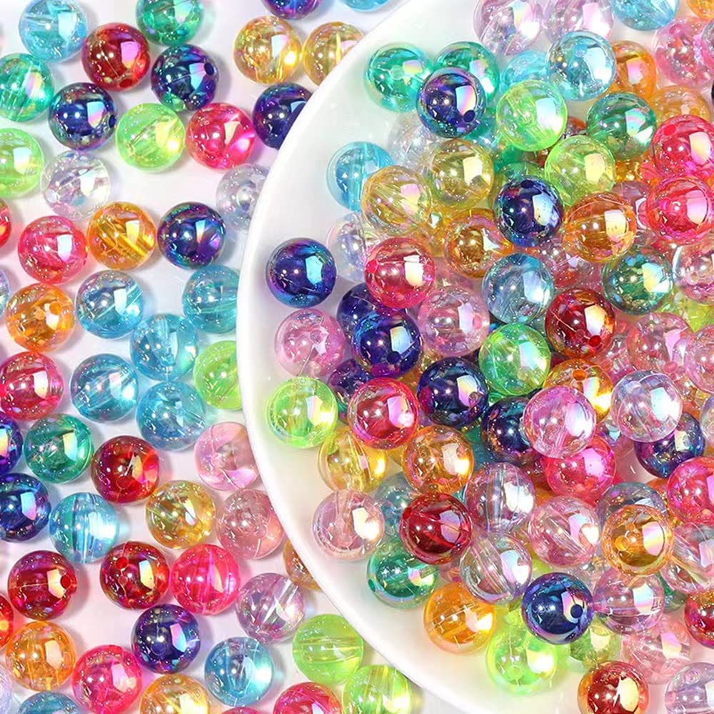 300 Pcs 8mm Acrylic Round Beads AB Colors Round Spacer Beads for Earring Bracelet Necklace Key Chains Jewelry DIY Craft Making(Rose Red AB)