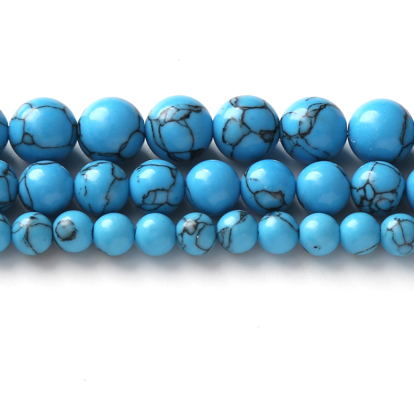 30PCS 12MM Blue Turquoises Round Loose Beads Natural Gemstone Beads for Jewelry Making DIY Bracelet Necklace 15"