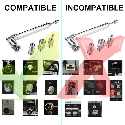 Ancable 75 FM Radio Antenna, Indoor FM Telescopic Antenna Ohm F Type Male Plug Connector with Adapter for Table Top