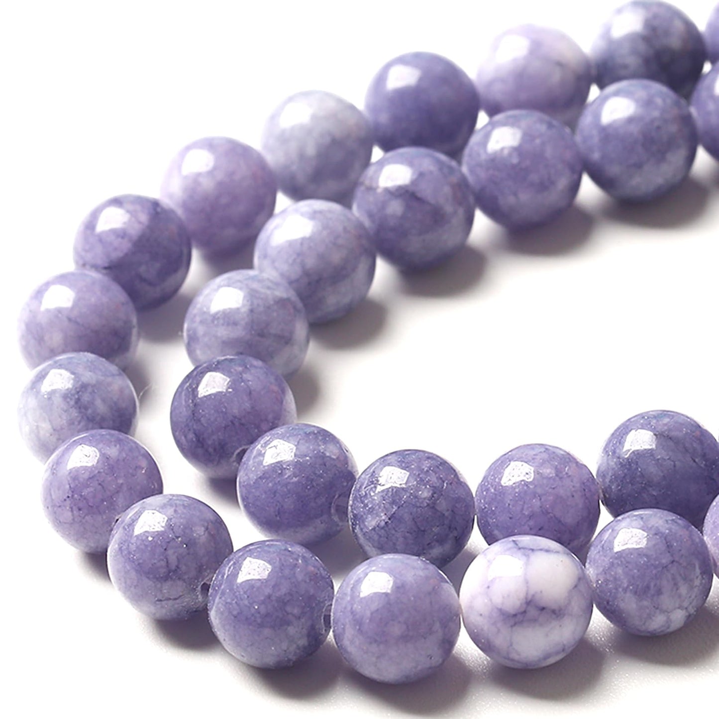 8MM Lavender Purple Chalcedony Natural Stone Round Loose Beads for Jewelry Making and Crafting 90pcs 2 Strands 32"