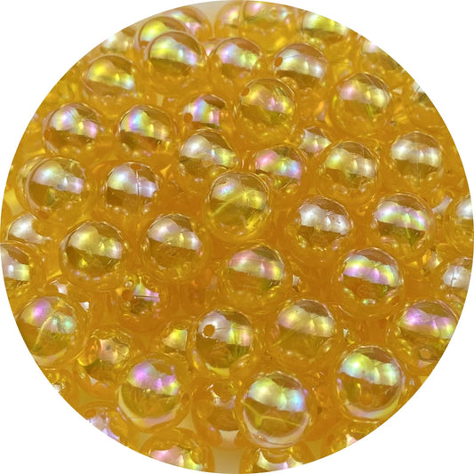 100pcs Acrylic Round Beads 12mm AB Colors Craft Beads Round Spacer Beads with Holes for Earring Bracelet Necklace Key Chains Jewelry Making(Gold Yellow AB)