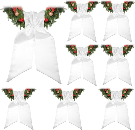 Regine Switzerland 8 Pcs White Wreath Sash - Blank Embroidery Accessories for Indoor/Outdoor Decor | 4.49'' x 56.3''