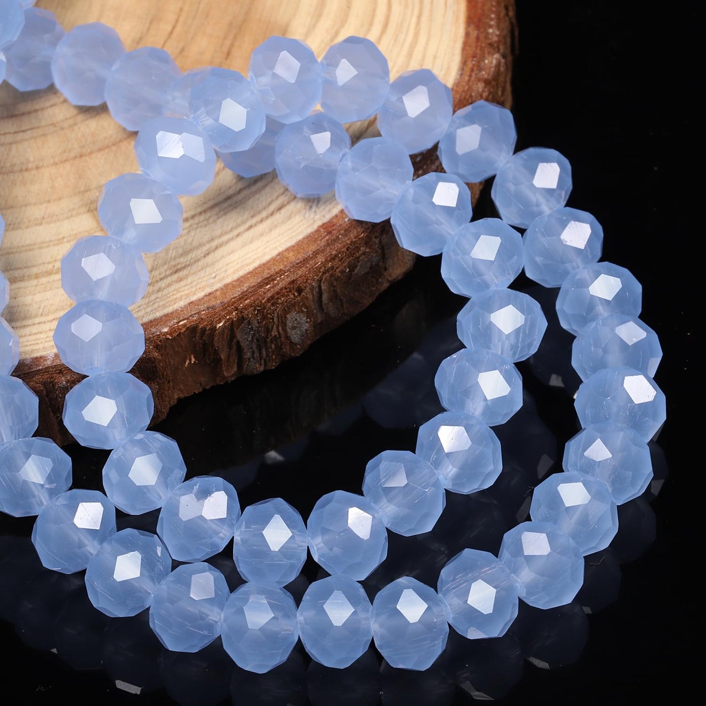 NITOPUPU 1000pcs 4mm Crystal Glass Beads for Jewelry Making Faceted Rondelle Flat Porcelain Beads for Bracelets Necklace Earrings DIY Crafts (Blue Porcelain Bead)