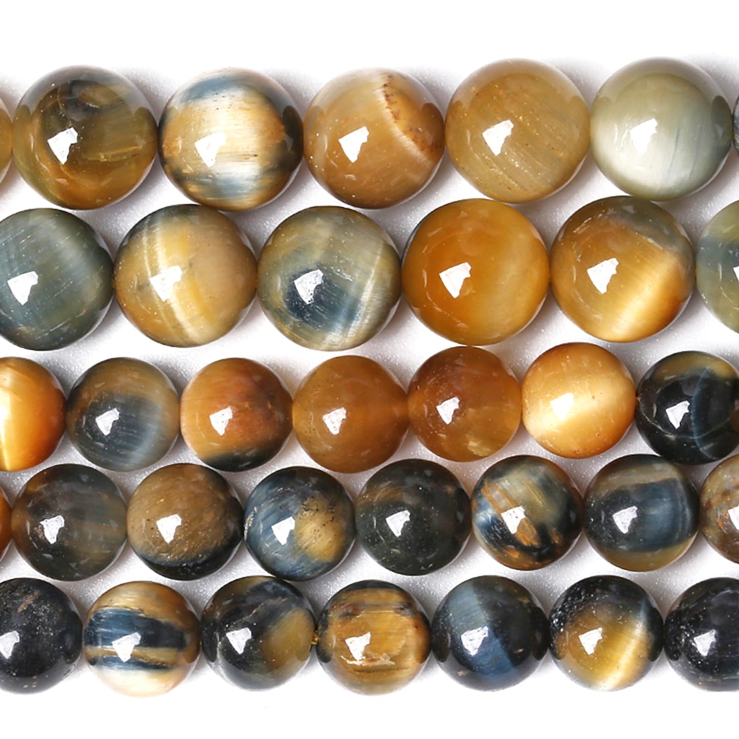 8MM Dream Blue Tiger Eye Stone Beads Natural Gemstone Round Loose Beads for Jewelry Making Bracelet Necklace 90pcs 2 Strands 32"