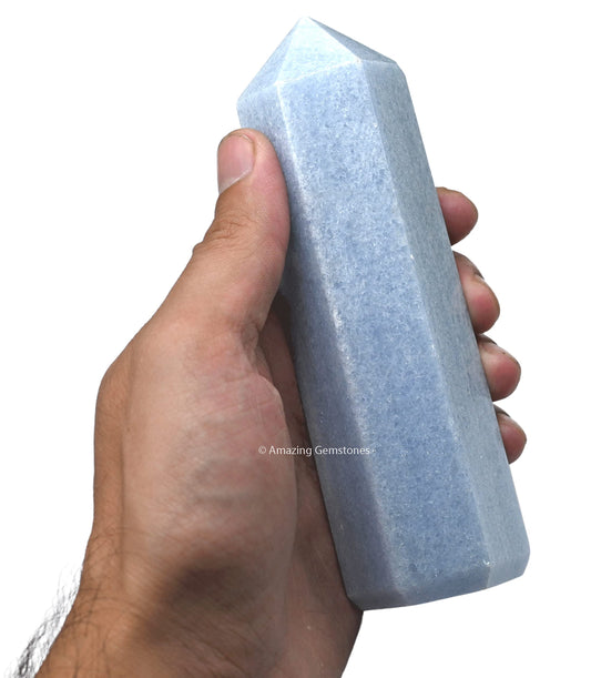 Amazing Gemstone Large Blue Calcite Celestite Crystal Towers ~ Natural Healing Crystal Point Obelisk for Reiki Healing and Crystal Grid (5.5 to 6 INCH)