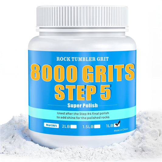 Rock Tumbler 8000 Polishing Grits - Aluminum Oxide, Step 5 Grit - Premium Polish Refill for Final Abrasive Tumbling Powder, 1 Lb Tumbling Media for Stones, Gems, and Glass to Achieve High Shine Finish