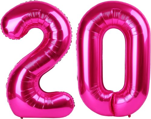 Hot Pink Number 20 Balloons - 40 Inch 20th Birthday Decorations for Women | Stylish Party Supplies