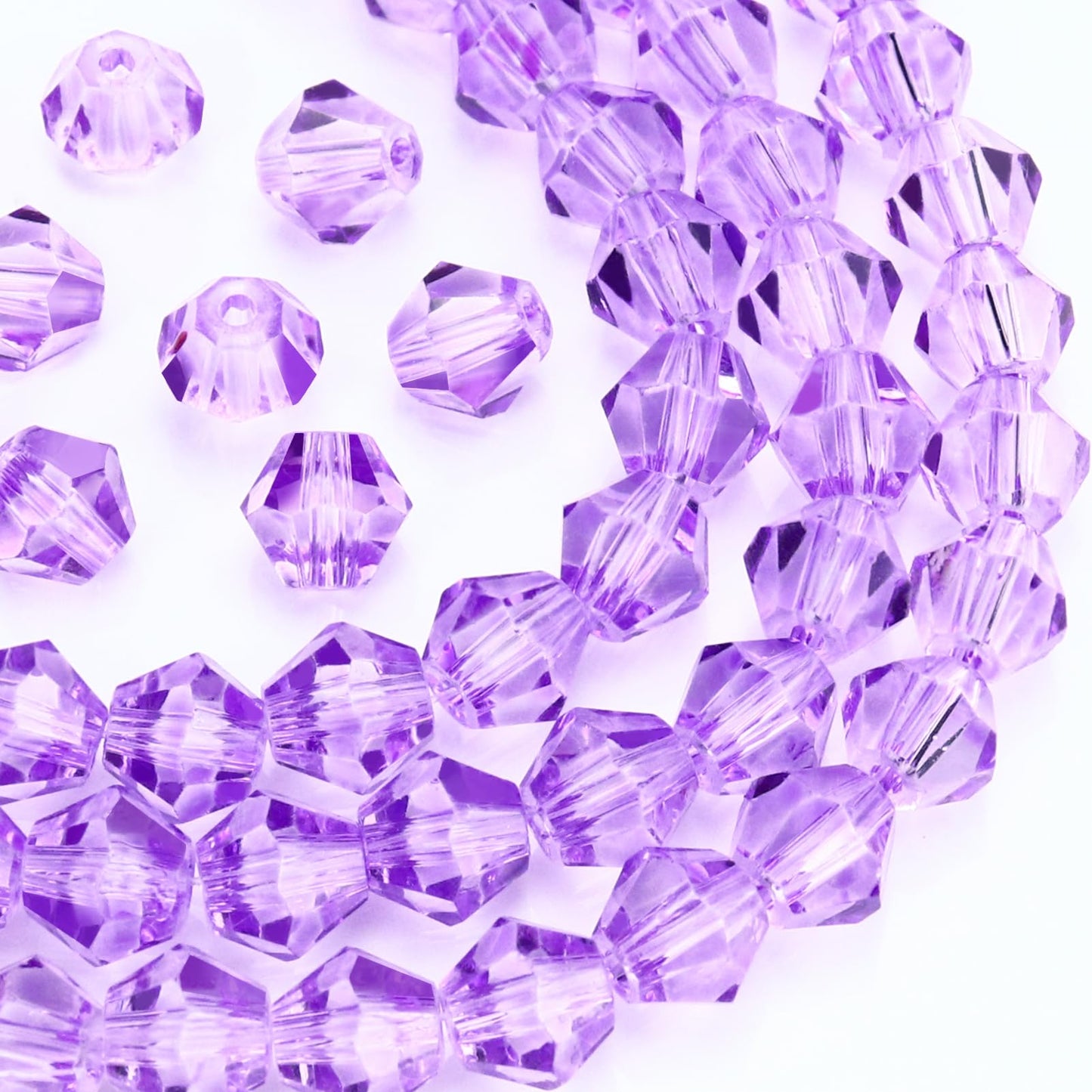 Dowarm 1000PCS 4mm Crystal Glass Bicone Beads for Craft Jewelry Making, DIY Bracelet, Necklace, Dolls, Wine Charms, Wind Chimes, Suncatchers, Bulk Small Faceted Beads, Crystal Purple