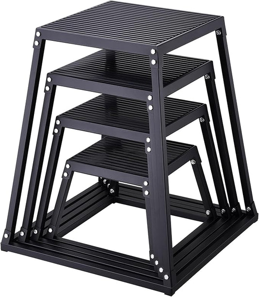 VEVOR Plyometric Jump Box, 18 Inch Plyo Box, Steel Plyometric Platform and Jumping Agility Box, Anti-Slip Fitness Exercise Step Up Box for Home Gym Training, Conditioning Strength Training