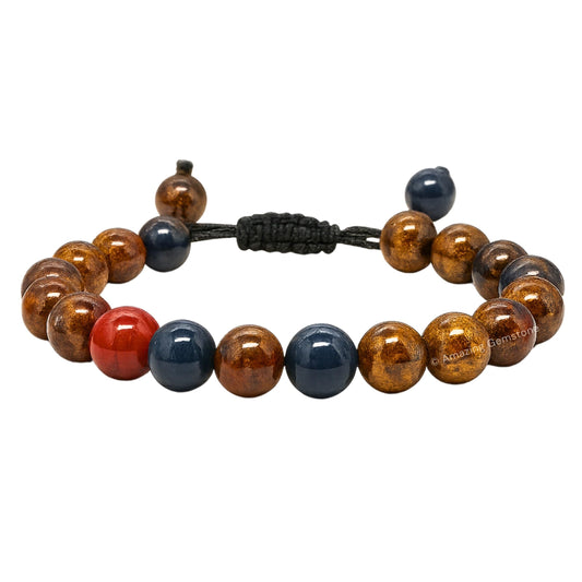 Amazing Gemstone Pietersite Bracelet, Gifts For Men & Women - Protection Healing Crystal Bracelet - 8mm Gemstone Beaded Adjustable Bracelet, Pulseras Para Hombres Mujer Stocking Stuffers
