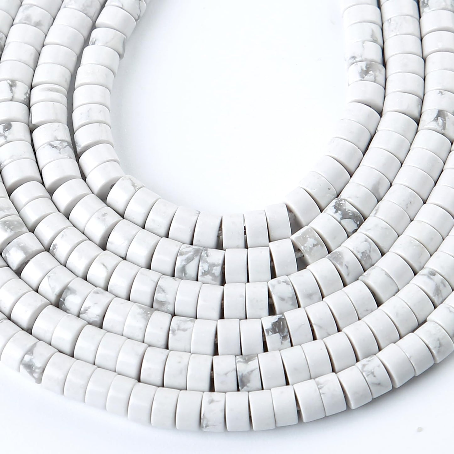 2x4MM 150PCS White Turquoise Howlite Tube Cylinder Rondelle Abacus Disk Spacer Loose Beads for Jewelry Making