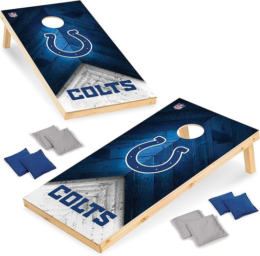 NFL Football 2' x 4' Regulation Size Solid Wood Cornhole Set with Direct Print HD Team Graphics Great Gift for Any Football Fan! Bean Bag Toss Family Outdoor Game