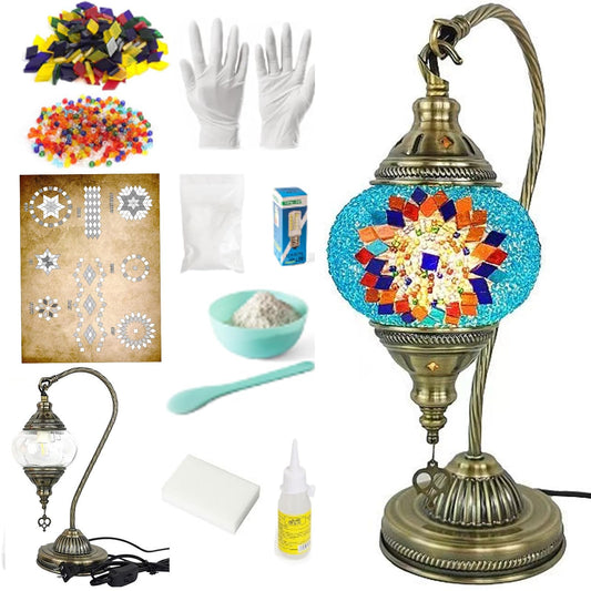 JORSCD Turkish Mosaic Lamp Kit for Adult,DIY Colorful Glasses Mosaic Lamp Making Kit,Make Your Own Decorative Table Light