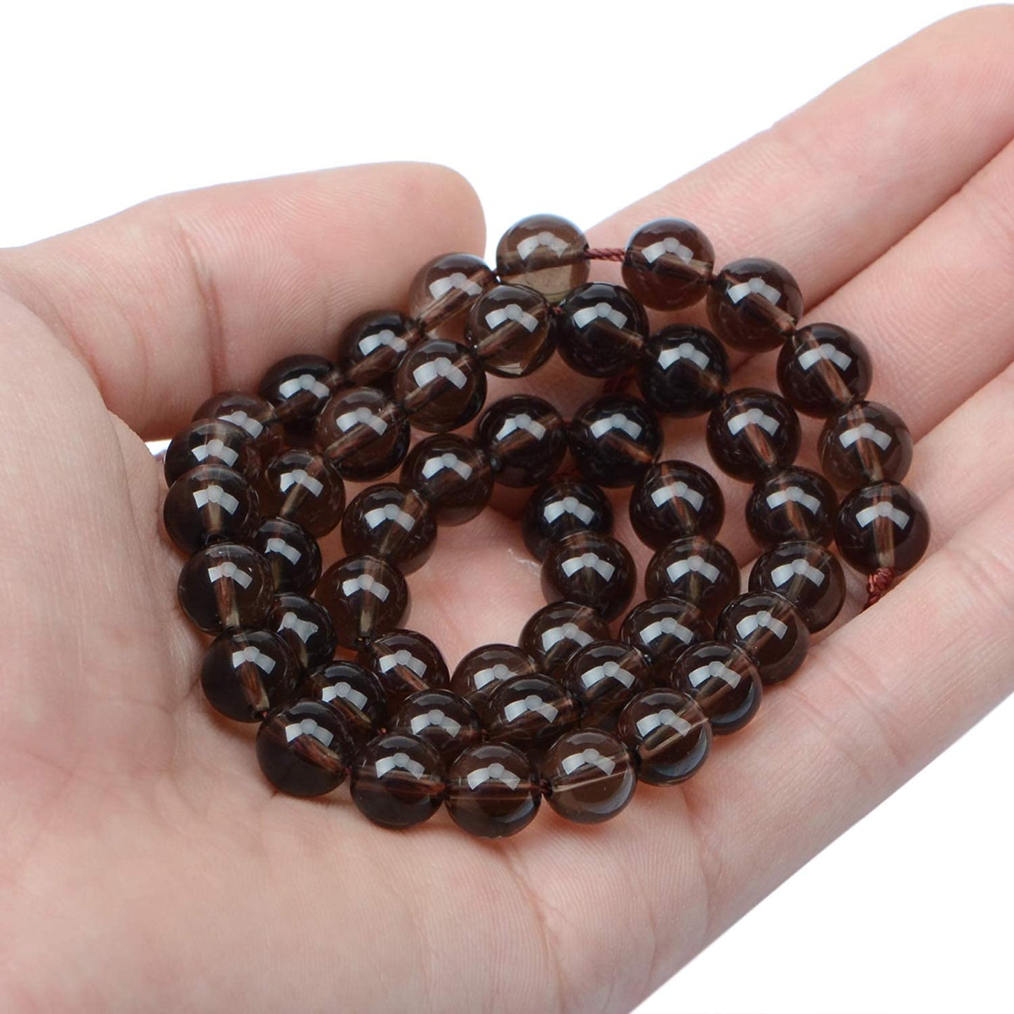 AD Beads Natural Gemstone Round Loose Beads 15" for Bracelet Necklace Earrings Jwelery Making Crafts DIY (8mm, Smoky Quartz)