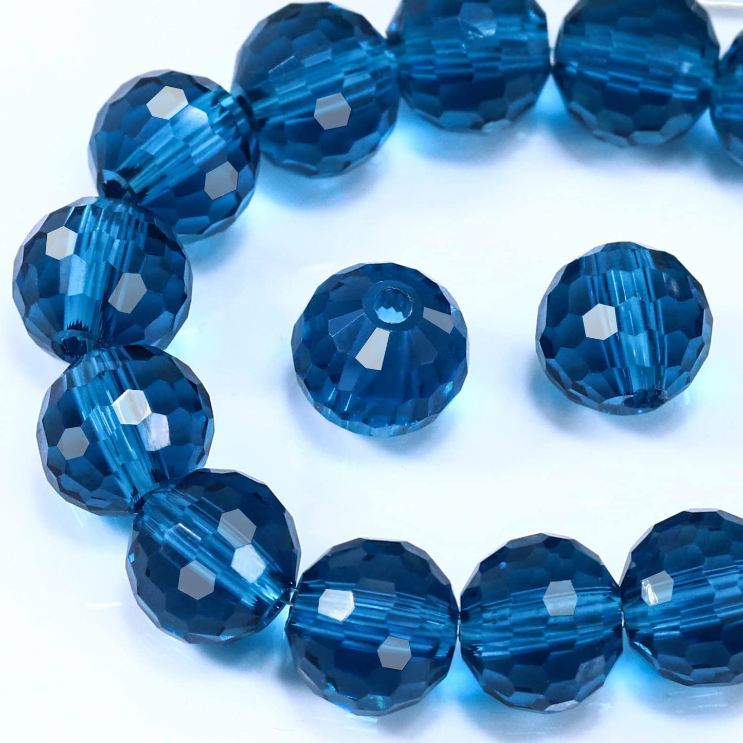 Dowarm 10MM Round Crystal Beads for Jewelry Making, Faceted Glass for Crafts Bracelet Wind Chimes Suncatcher, #5003 Rondelle Spacer, Loose Gemstones, 50PCS, Malachite Blue