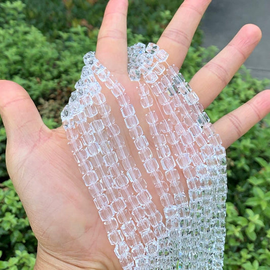 100pcs Czech Faceted Cube Crystal Glass Loose Beads Spacer 6mm (0.24 Inch) Crystal Clear for DIY Jewelry Craft Making CCC601