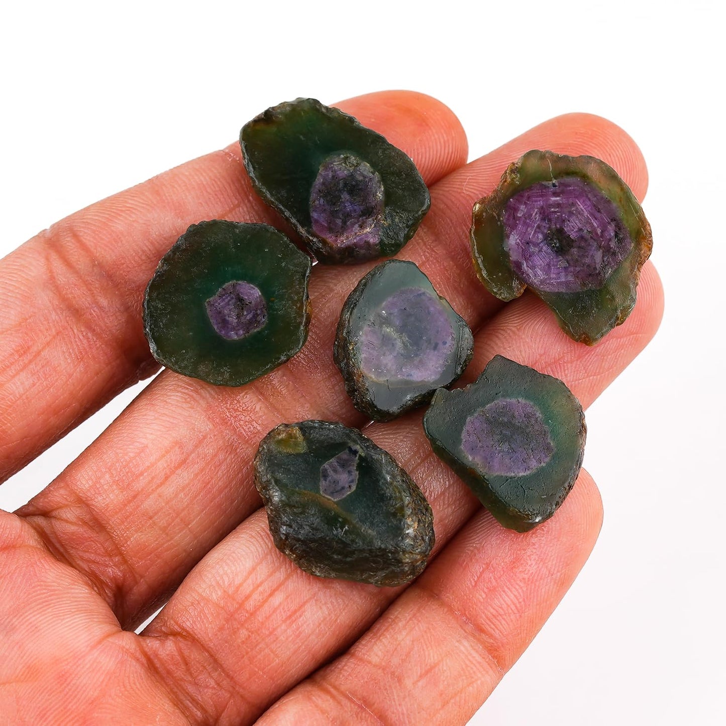 ColouredRocks (6pcs.) RUBY KYANITE Raw Crystals, Raw Stones, Rough Gemstones, Jewelry Making Supply, Cabbing, Polishing, Cutting, DIY, Crafts (50+ carats.) (14-18 mm.)