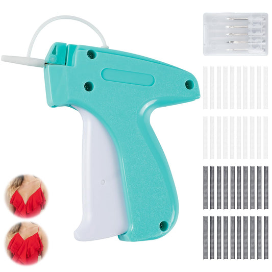 Aqua and White Mini Tagging Stitch Gun for Clothing- Tagging Gun Clothes Stapler Sewing Hemming Tool Stitching Gun with 6 Needles and 2000 Blackand 2000 White Fasteners