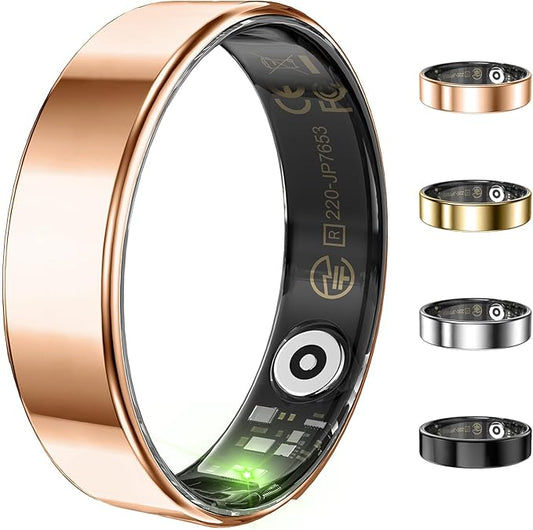 Ultra-thin Smart Ring for Women Men, Activity Fitness Tracker, Waterproof Fitness Ring with Sleep Tracker, 24/7 Heart Rate Monitor,Step Counter,Calorie Pedometer,No APP Fee,for iOS Android(RoseGold#7)