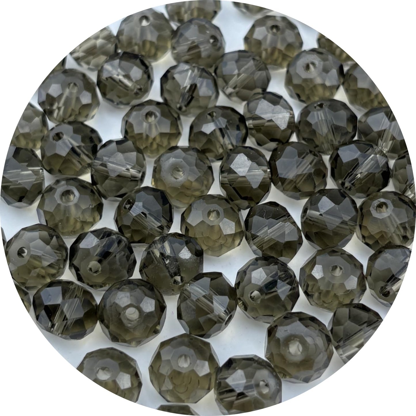 YUEXIGO 150pcs 8mm Crystal Glass Beads for Jewelry Making, Faceted Rondelle Glass Spacer Beads for Wind Chimes Bracelet Earring Necklace DIY Craft(Gray)