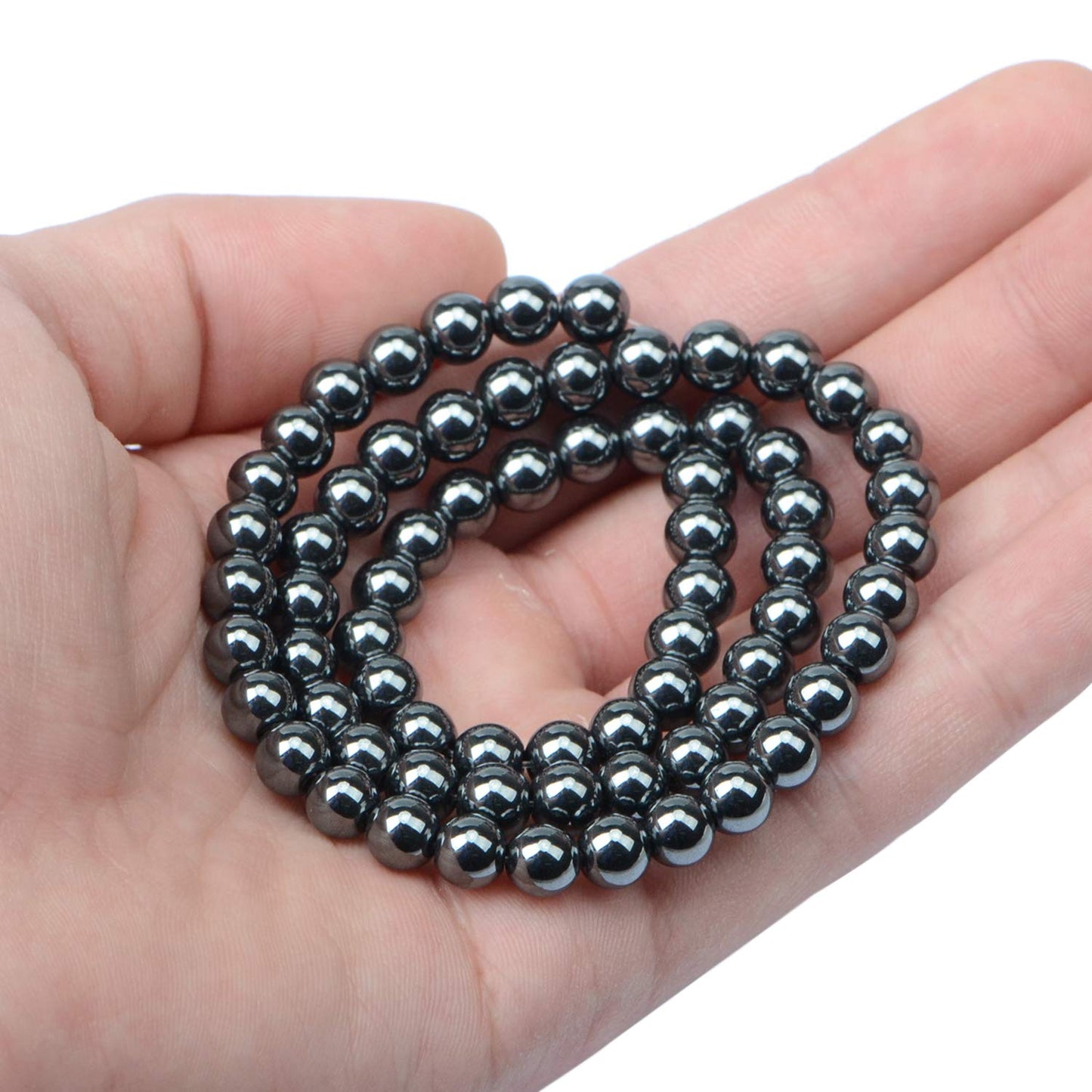 AD Beads Natural Gemstone Round Loose Beads 15" for Bracelet Necklace Earrings Jwelery Making Crafts DIY (4mm, Black Hematite)