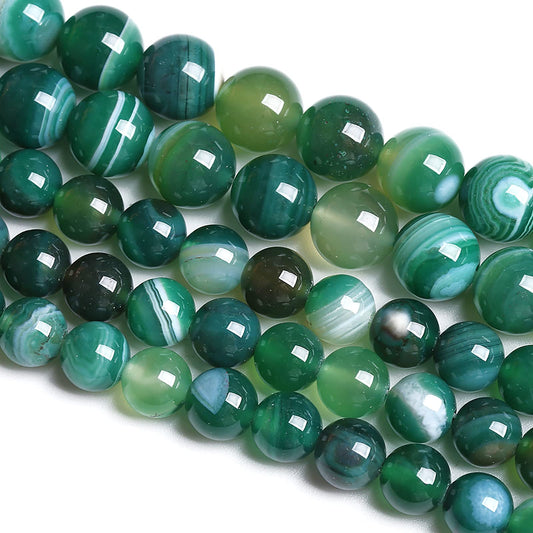 10MM 37PCS Natural Stone Green Agate Onyx Loose Beads for Jewelry Making DIY Bracelet Necklace