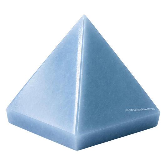 Amazing Gemstone Angelite Pyramid Crystal Healing Stones - 2" Great Pyramid Figurine of Natural Stone Pyramid for Meditation, Reiki, Chakra Balancing and Crystal Pyramids Grid
