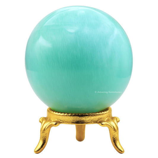 Amazing Gemstone Amazonite Crystal Ball with Stand - 2" Inches Crystal Sphere Meditation Balls for Witchcraft and Decorative Balls