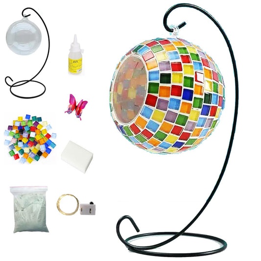 JORSCD DIY Turkish Mosaic Candle Holder kit,Make Your Own Melting Lamps for Candles, Simple Stained Glass Table Lamp Kit