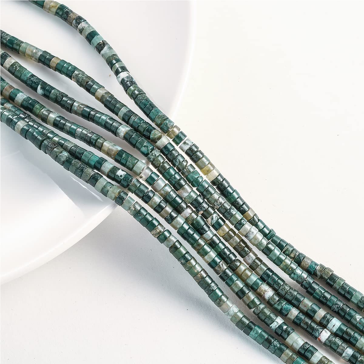 Natural Moss Agate Stone Spacer Beads 4x2mm 38cm/str Flat Round Loose Semi Gemstone Caps for Making Bracelets Necklace