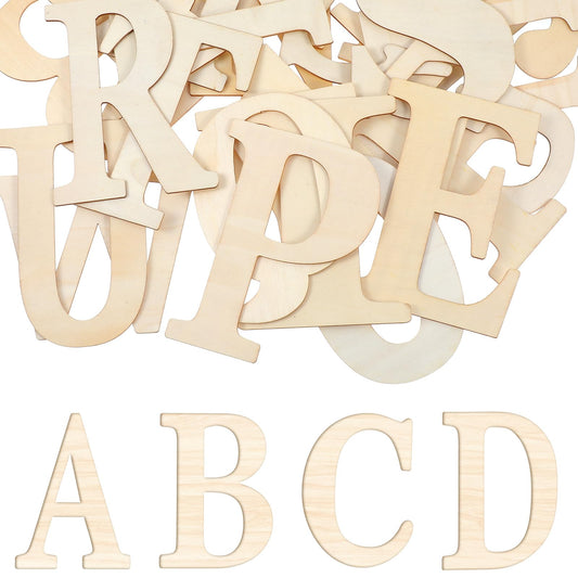 2 Set Wooden Letters for Crafts, 52 Pcs 6 Inch Unfinished Capital Wooden Alphabet Letters&Numbers Wood Letters for DIY Painting Arts Home Decorations Kids Spelling Learning