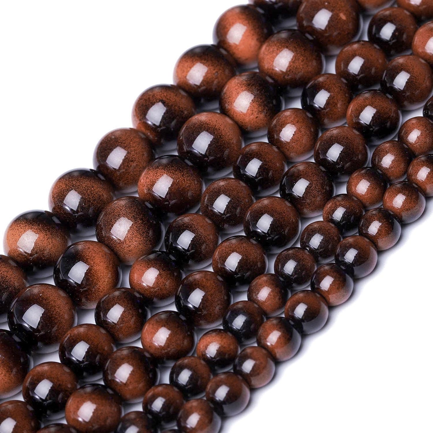 Song Xi 60PCS 6mm Brown Tiger Eye Gemstone Beads for Jewelry Making, Round Smooth Glass Beads for DIY Bracelet Necklace Earring Keychain, Arts and Crafts, for Christmas Wedding Birthday