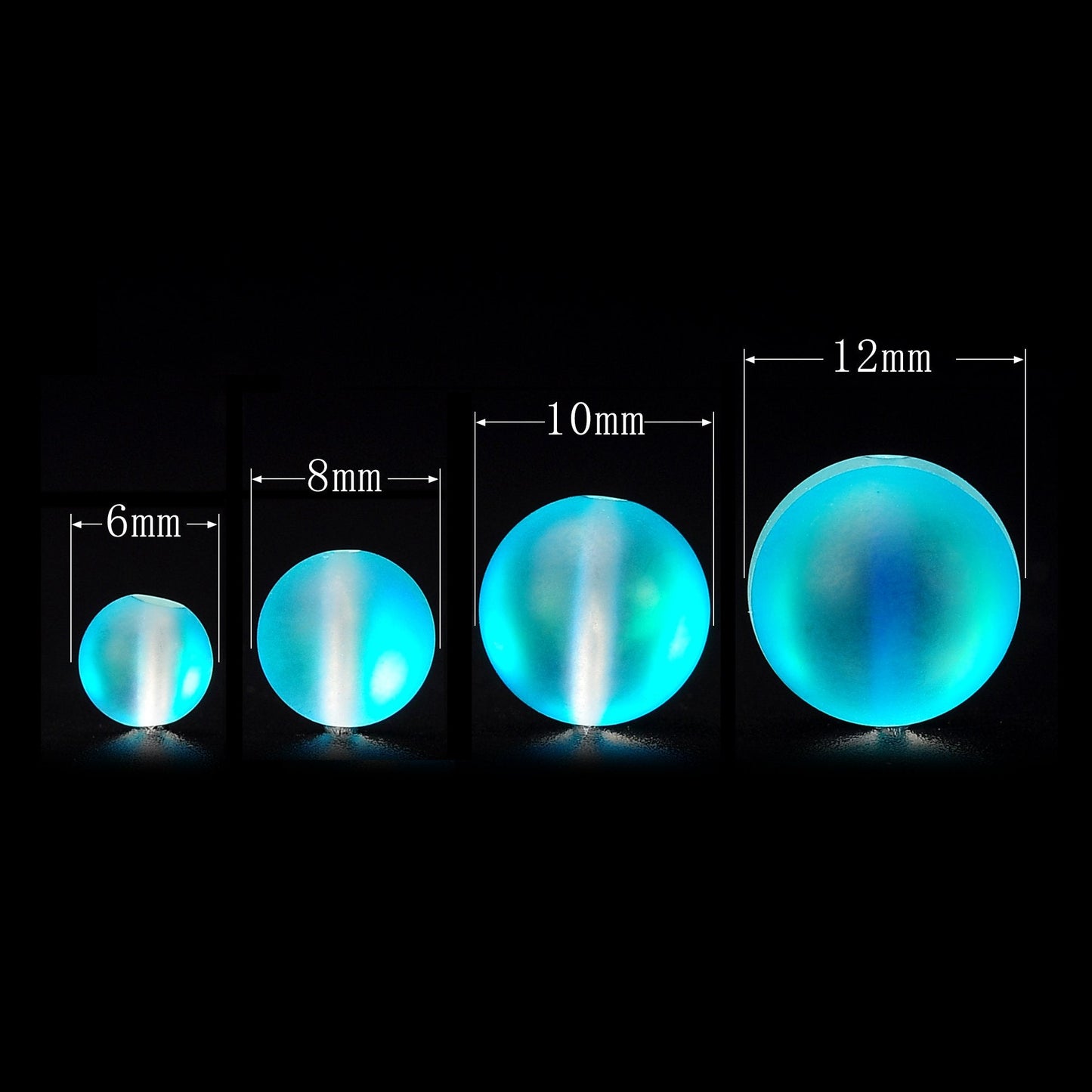 RUBYCA 10mm Round Moonstone Matte Crystal Glass Beads Aura for Jewelry Making Blue, 1 Strand