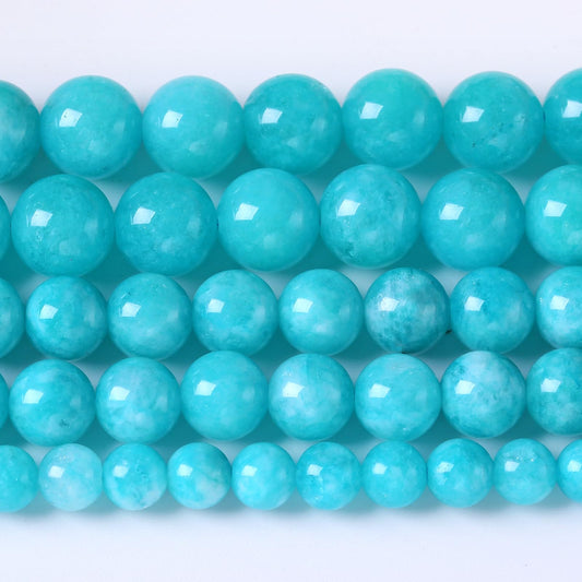 180pcs 4MM Natural Blue Jade Gemstone Beads for Jewelry Making Stone Round Loose Beads DIY Bracelet Necklace 2 Strands 32"
