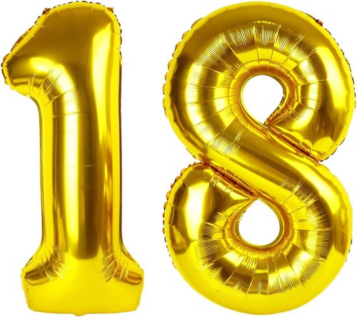 Gold Number Balloon by [Brand Name] - 40 Inch Foil Decoration for 18th Birthday & Wedding Celebrations