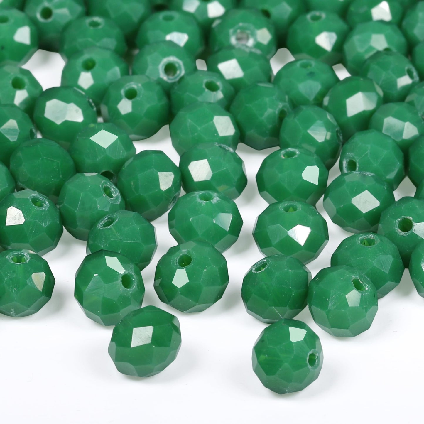 NITOPUPU 300pcs 8mm Crystal Glass Beads for Jewelry Making Faceted Rondelle Flat Porcelain Beads for Bracelets Necklace Earrings DIY Crafts (Dark Green Porcelain Bead)