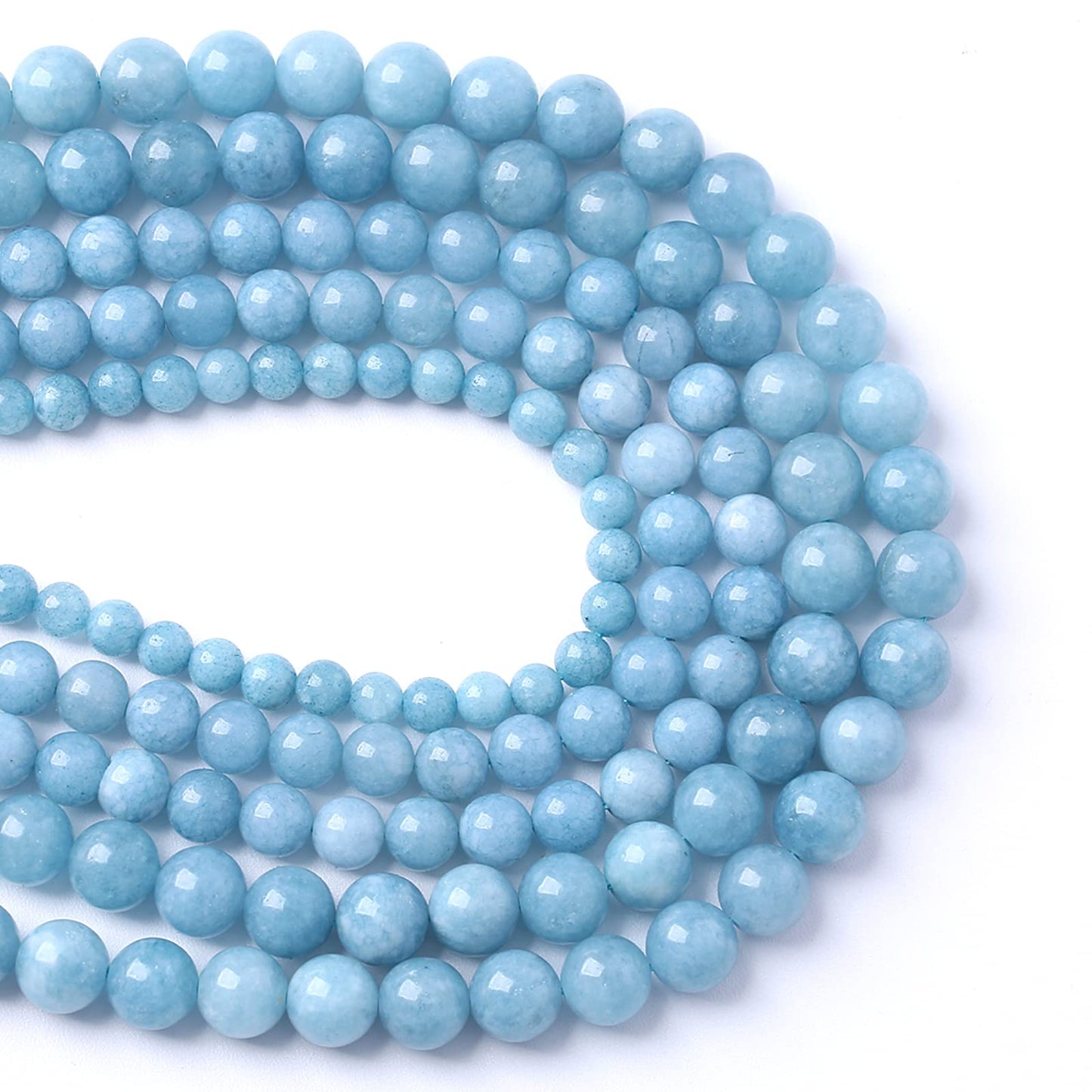 8MM 46PCS Blue Aquamarine Jade Loose Beads for Jewelry Making DIY Bracelet