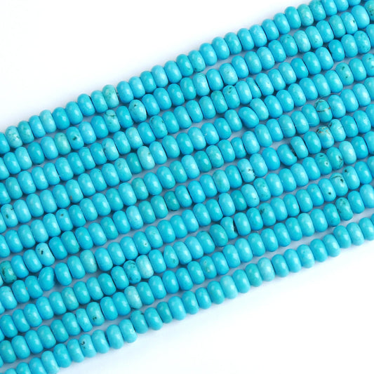 150PCS 2x4mm Natural Blue Turquoise Stone Rondelle Beads Abacus Disk Stone Beads Round Loose Spacer Gemstone Beads for DIY Bracelet Necklace Jewelry Making