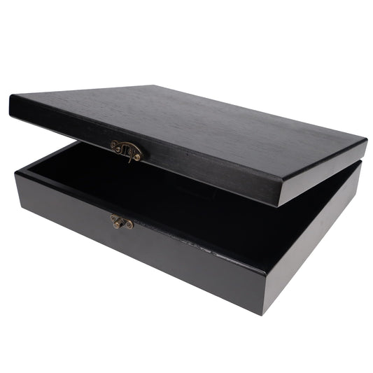 WE Games Old World Wooden Box with Brass Latch – Vintage-Style Wooden Keepsake Box for Jewelry & Trinket Storage, Black-Stained Finish