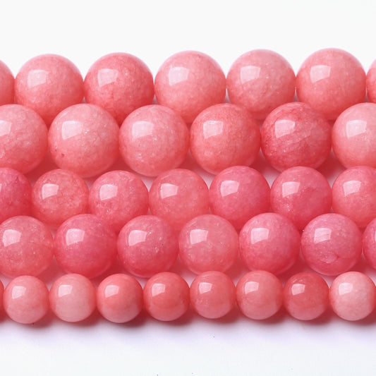 10MM Pink Rhodonite Jade Chalcedony Beads Natural Gemstone Beads Round Loose Beads for Jewelry and Bracelets Making 72pcs 2 Strands 32"