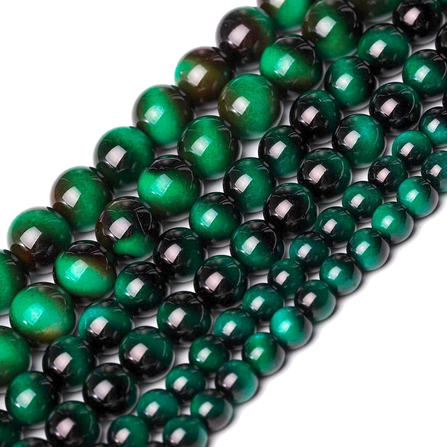 Song Xi 60PCS 6mm Green Tiger Eye Gemstone Beads for Jewelry Making, Round Smooth Glass Beads for DIY Bracelet Necklace Earring Keychain, Arts and Crafts, for St. Patrick's Day Wedding Birthday