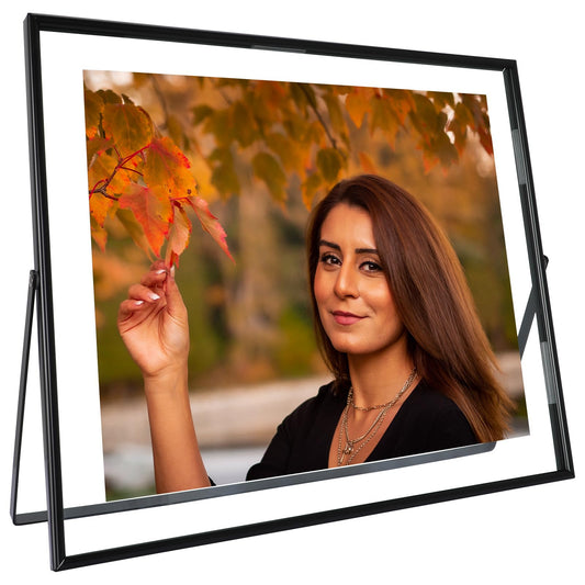 AhaGo Black Floating Frame(10"×12", Horizontal), For Picture 8.5x11, 8x10, 7x9, Tabletop Shelf Photo (Poster) Frame, Home or Office Decor, Classy For Holiday, Birthday or Wedding