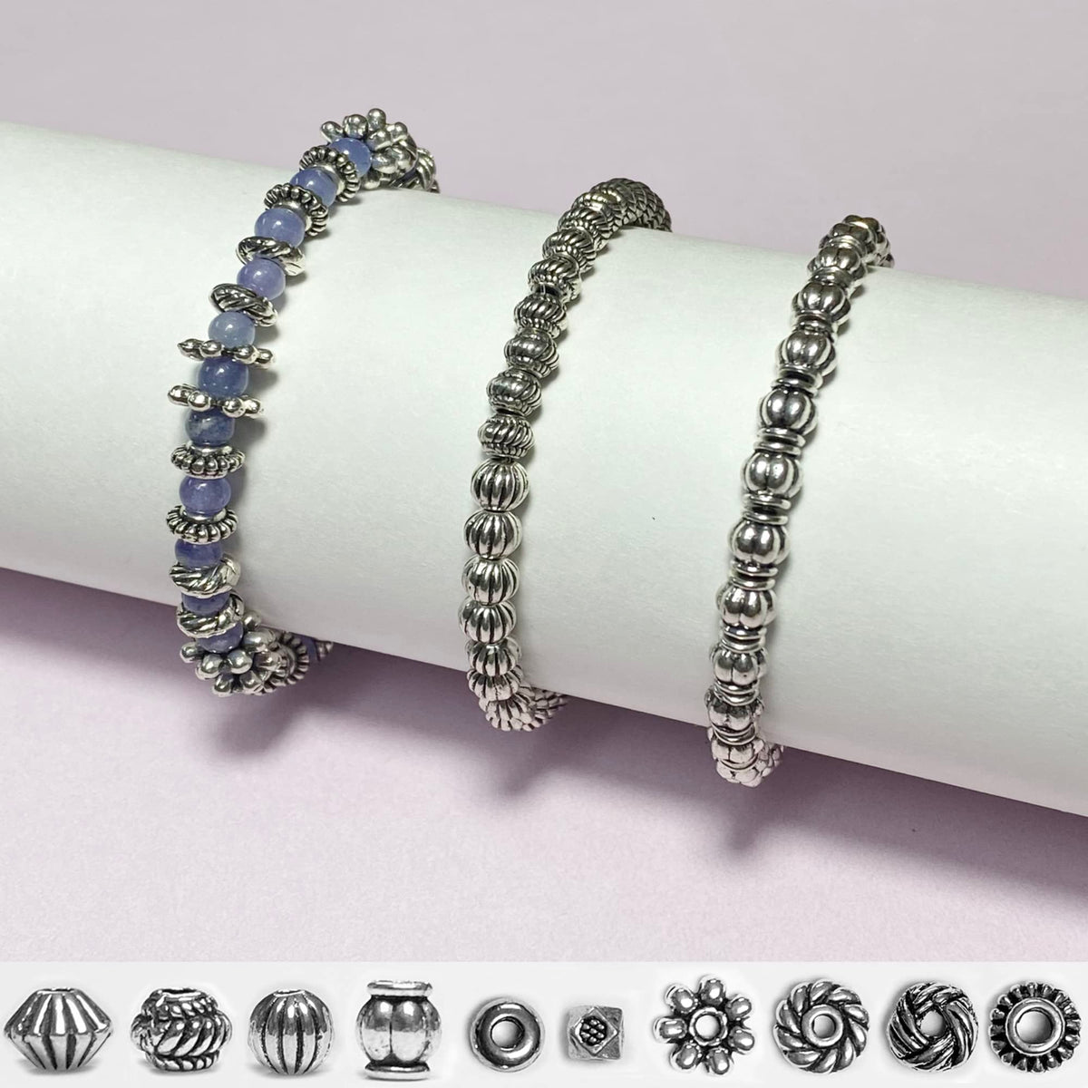 Heather's cf Metal Spacer Beads – Durable Quality & Antique Style – Assorted Silver Bead Spacers for Bracelets, Necklaces & Earrings – Ideal for DIY, Jewelry Making & Crafting – Small (500pcs)