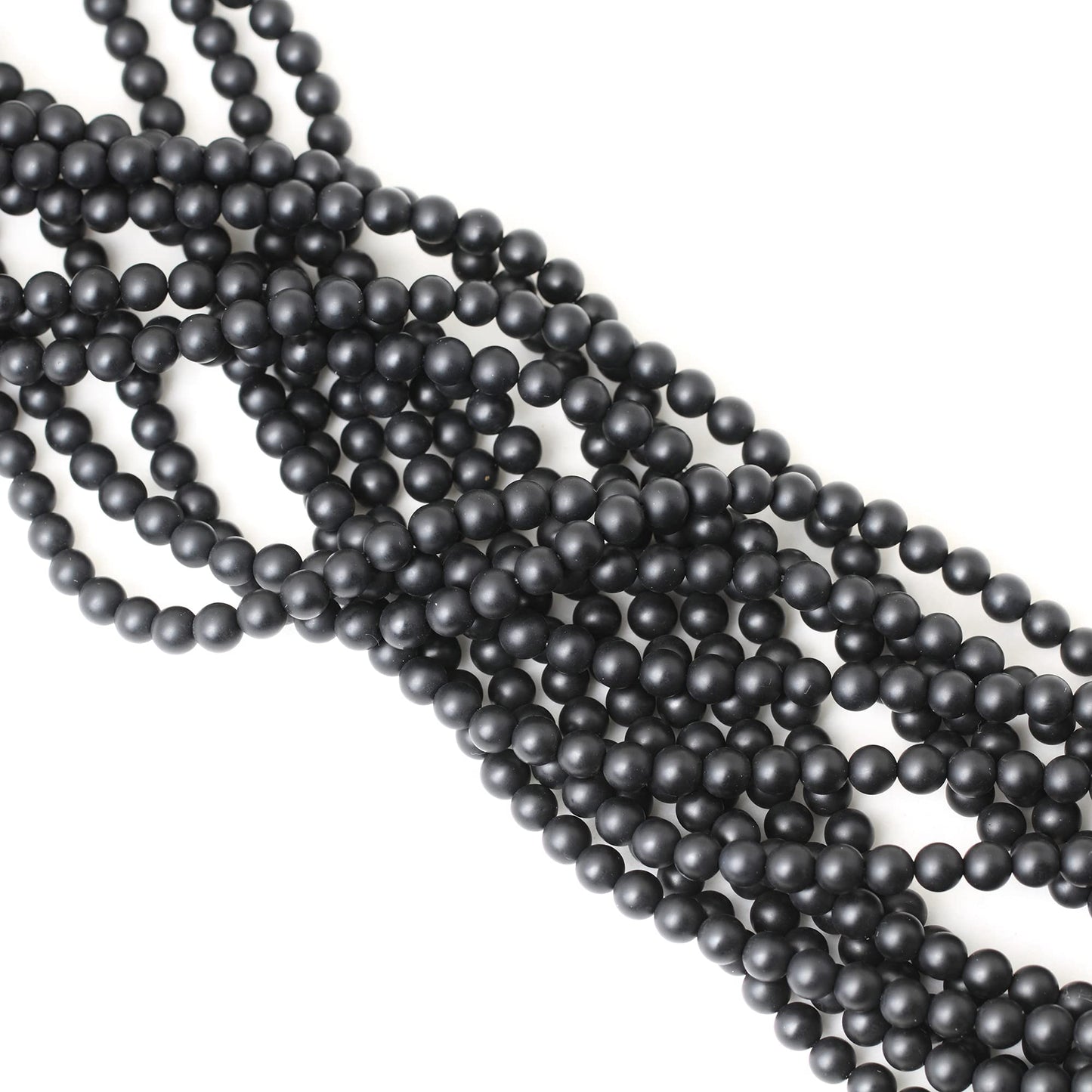 CHEAVIAN 60PCS 6mm Natural Matte Black Onyx Round Loose Beads DIY Bracelet Necklace Materials 1 Strand 15"