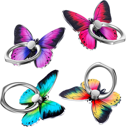 BOHUIZ 4 360Rotation PCS Butterfly Cell Phone Ring Stand Holder, Cute Butterfly Ring for Phone Case Phone Ring Holder
