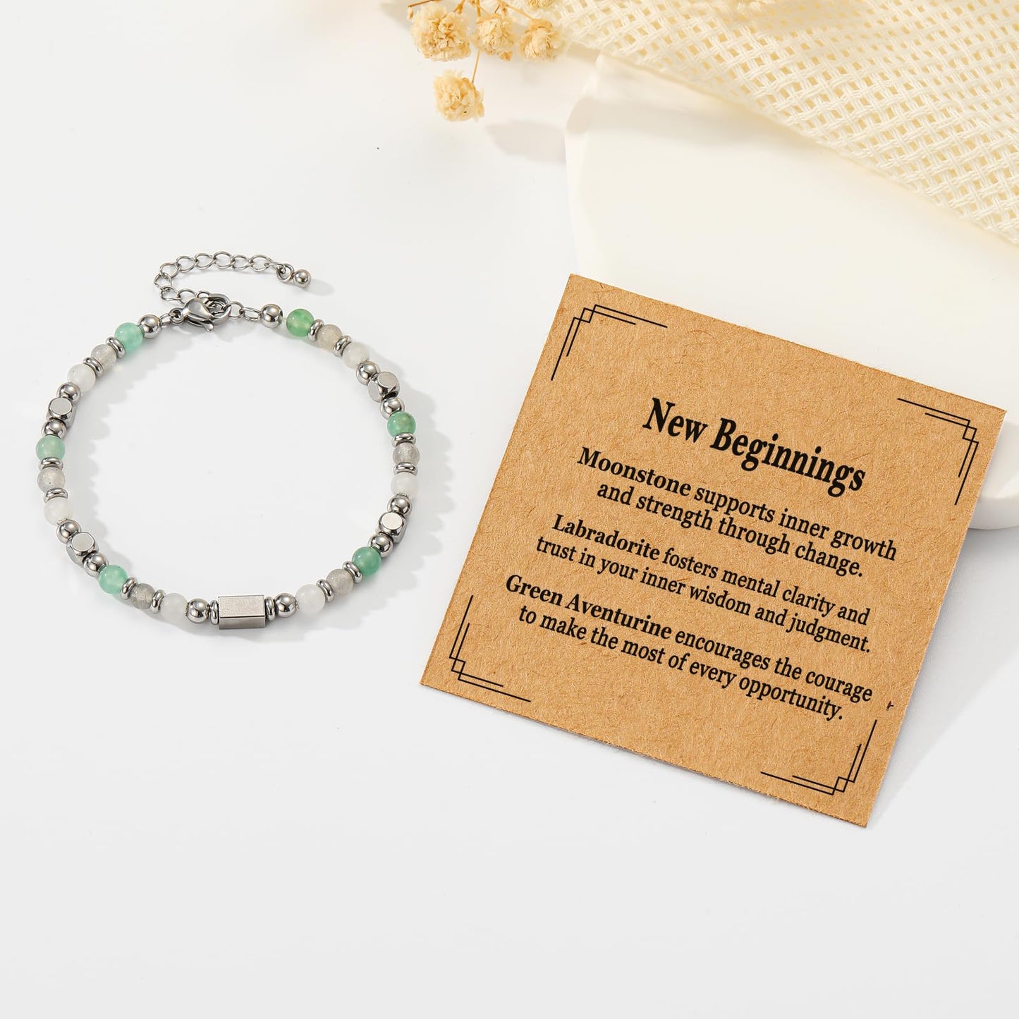 ESPVO Coworker Retirement Bracelet for Women Gifts Graduation Her Crystals New Beginnings Best Friend Inspirational Farewell Leaving Housewarming Going Away Divorce Birthday Jewelry Natural Stones