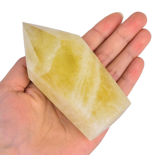 VIZYTOU Lemon Quartz Stone Tower Obelisk Large Healing Crystal Rock Point Wand Reiki Healing Meditation Stone 0.6-1.1 LBS