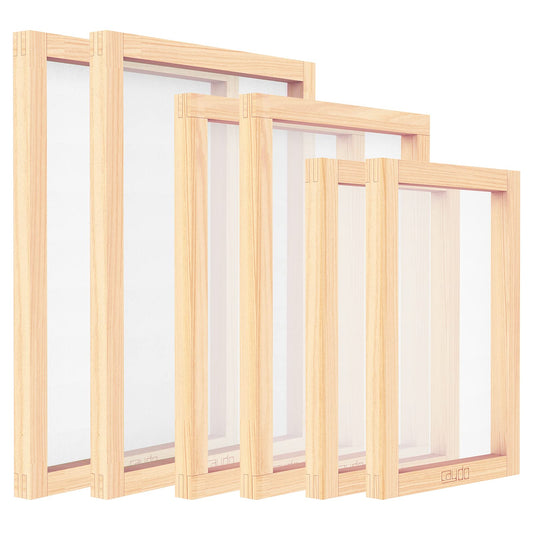Caydo 6 Pieces 3 Size Wood Silk Screen Printing Frame with Mesh for Screen Printing, 10 x 14 Inch, 8 x 12 Inch, 6 x 10 Inch